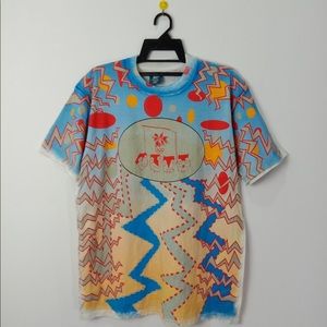 90s OLYMPIC NAGANO All Over Print Vintage Tee L